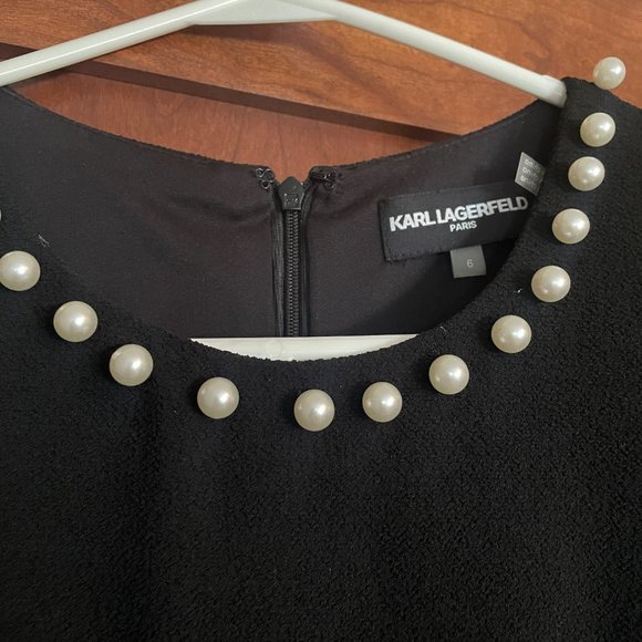 Karl Lagerfeld Black Pearl Neck Dress - Picture 3 of 3